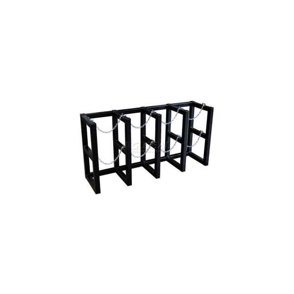 Justrite Stainless Steel Cylinder Tube Rack, 4 Wide x 1 Deep, 58"W x 16"D x 30"H, 4 Cylinder Cap. 35148 - main